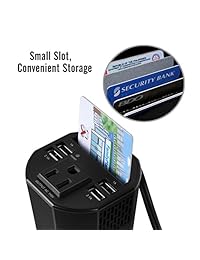 MoKo   Adaptador convertidor de enchufe de coche de 150 W, CC 12 V a 110 V, con 4 puertos USB, para iPhone X 8 8 Plus, MacBook, iPad Pro, Chromebook, Galaxy S8, etc. (Negro)