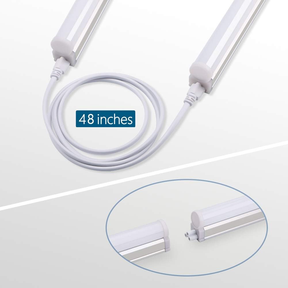 (Pack of 12) Barrina LED T5 Integrated Single Fixture, 4FT, 2200lm, 6500K (Super Bright White), 20W, Utility Shop Light, Ceiling and Under Cabinet Light, Corded Electric with Built-in ON/Off Switch - - 