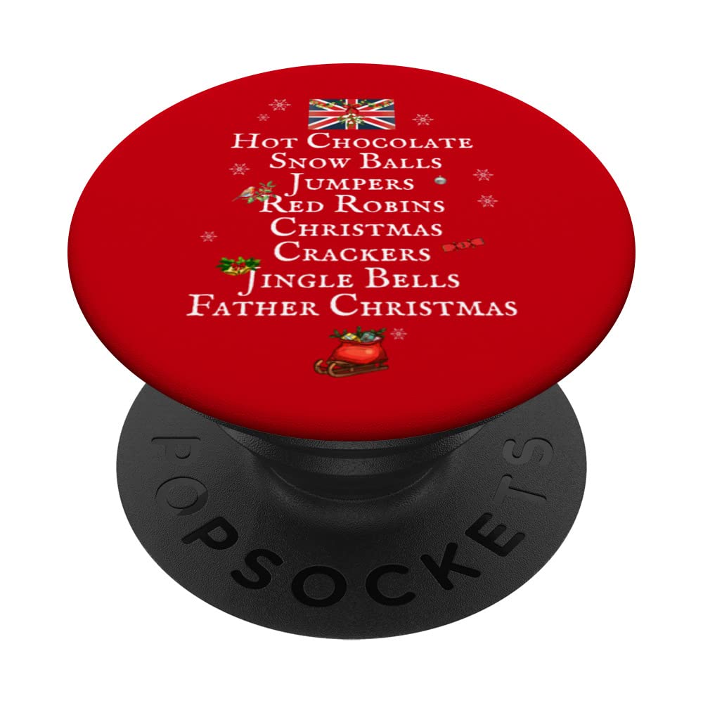 BRITISH CHRISTMAS LIST, UNION JACK FLAG UK, UNITED KINGDOM PopSockets Swappable PopGrip