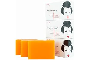 Kojie San Skin Brightening Soap - Original Kojic Acid Dark Spot Remover Soap, Paraben-Free Bar with Coconut & Tea Tree Oil for Face & Body, Gently Exfoliates for Smooth, Even Skin Tone – 100g x 3 Bars