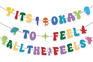 XHCYGWY Inside Birthday Party Decorations Banner It's Okay to Feel All The Feels Hanging Banner for Colorful Cute Theme Party Supplies for Fireplace Mantel Wall Decorations