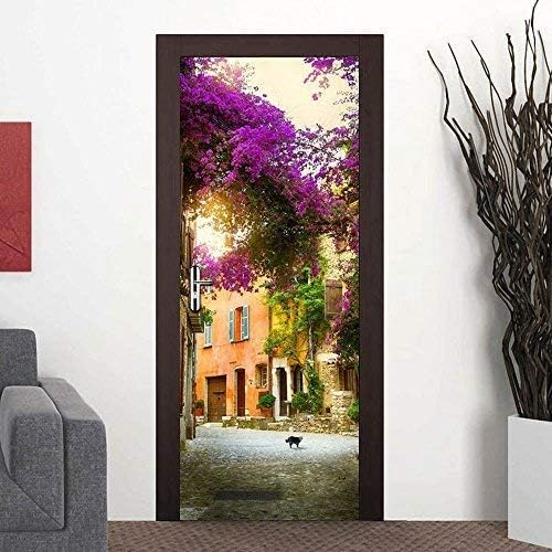 Wallflexi Door Spring Garden Home Decoration Wall Art Murals Decals Living Room Nursery Restaurant Hotel Café Office Décor Removable Self-Adhesive Stickers