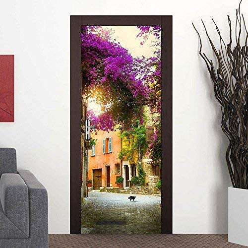 Wallflexi Door Spring Garden Home Decoration Wall Art Murals Decals Living Room Nursery Restaurant Hotel Café Office Décor Removable Self-Adhesive Stickers, Vinyl, Multicolour, 200 x 88 x 0.03 cm