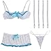 COSWE Women's Lace Open Cup Bra and Garter Skirt Set(White,M)