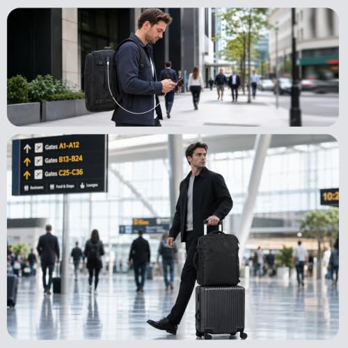 ANNMOR Travel Backpack, 24L Cabin Backpack 40x30x20 Ryanair Compliant, Expandable up to 30L for 15.6" Laptop and USB Port, Ideal for Short Trips and Weekends - Black