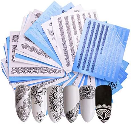 Amazon Nc180 40枚セット黒と白のレースネイルシール ウォーターネイルシール 爪に貼るだけ ネイルデコレーション Artlalic シール ステッカー 通販