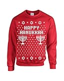 Jacted Up Tees Happy Hanukkah Ugly Sweater Design CREW Sweatshirt SHIPS FROM OHIO USA