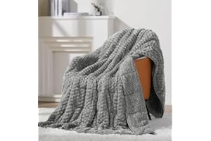 EAZFY PRO Super Soft Luxury Fleece Sherpa Weighted Blanket 15 lbs for Adults, Turtle Shell Fuzzy Cozy Fluffy Queen Size Weighted Throw, Ceramic Beads Washable Heavy Blankets for Couch Bed, Grey, 60" x 80"