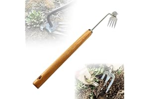 SENOY Weeding Artifact Uprooting Weeding Tool, 2024 Upgrade 4 Teethes Dual Purpose Manual Multifunctional Weeders Tool Weed Pulling Tool Manganese Steel Garden Hand Weeder Tool with Handle