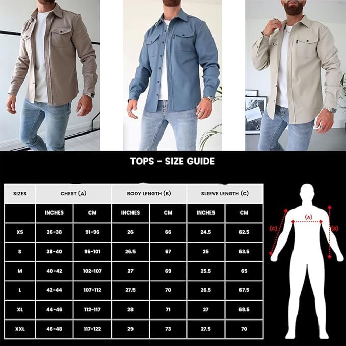 ArknAv Men's B Button Down Shirt Jacket - Casual Stylish Shirt Jackets for Youth