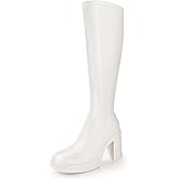 Ankis Knee High Boots Platform Boots for Women Chunky Heel Side Zipper Long GOGO Boots