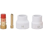 Welding Torch Set, 2.4mm Orifice Stubby TIG Gas Lens Cups Excellent Plasticity 4Pcs with Electrode Holder for WP 17 18 26 for