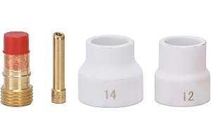 Welding Torch Set, 2.4mm Orifice Stubby TIG Gas Lens Cups Excellent Plasticity 4Pcs with Electrode Holder for WP 17 18 26 for