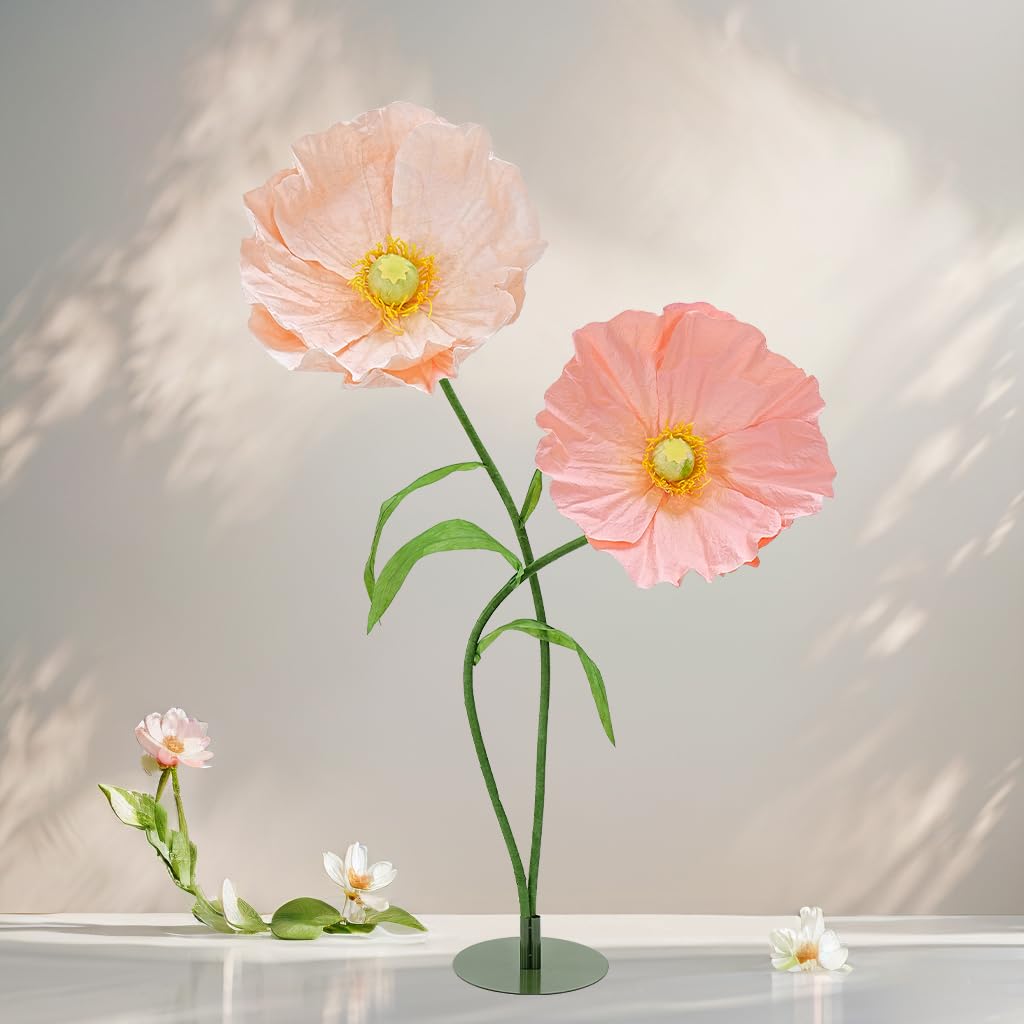 Photo 1 of LJIE-House Giant Paper Flowers Wedding Decorations - 3D Artificial Flowers 5.6 Ft Large Fake Floral with Stand Base for Bridal Shower Party Outdoors Yard Event Backdrop Decor (Set of 2)