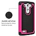 LG G3 Vigor, LG G3 mini Case, Rugged Defender Thin Slim Premium Hard PC Hybrid Soft Silicone Heavy Duty Rubber Bumper Armor Protective Case Cover Fit For LG G3 Vigor, G3 Mini LS885 D725 (Black/Rose)
