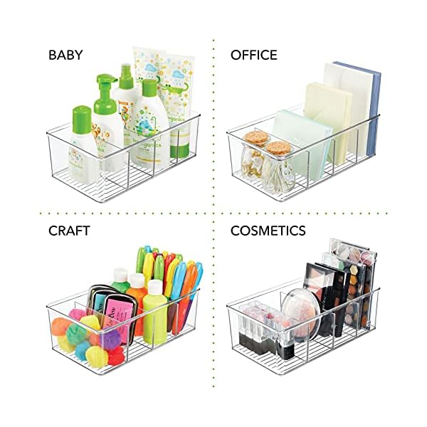 mDesign-Food-Storage-Container--Kitchen-Storage-Box-Divided-into-4-Compartments--Kitchen-Organiser-for-Spices-Jars-Packets-and-More--Clear mDesign Food Storage Container — Kitchen Storage Box Divided into 4 Compartments — Kitchen Organiser for Spices, Jars…