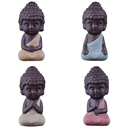 MonkeyJack-4Pieces-Traditional-Little-Buddha-Statue-Monk-Tea-Pet-Decoration-on-Your-KungFu-Tray-Meditation-Accessories-for-Zen-Garden-Sand-Decor