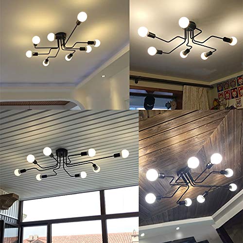 Lingkai Industrial Ceiling Light Vintage Chandelier Metal Pendant Light Creative Retro 8-Light Chandelier Lighting Fixture