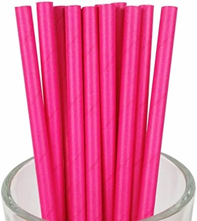 Free DHL 500 pcs Plain Deep Pink Paper Straws Bulk, Vintage Colored Disposable Solid Color Hot Pink Paper Drinking Straws for Holiday Party, Wedding, Baby Shower, Birthday, Pure Mason Jar Straws