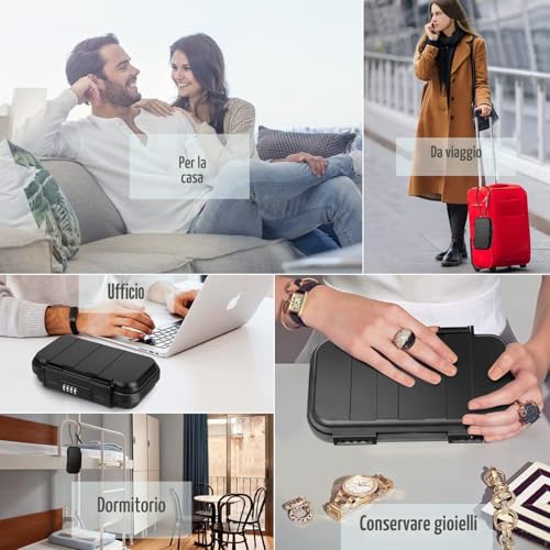 WACCET Portable Safe, Safe Safe Mini Travel Safe Safe Waterproof Anti-theft with Detachable Wire Rope, Safe for Home, Office, Hotel