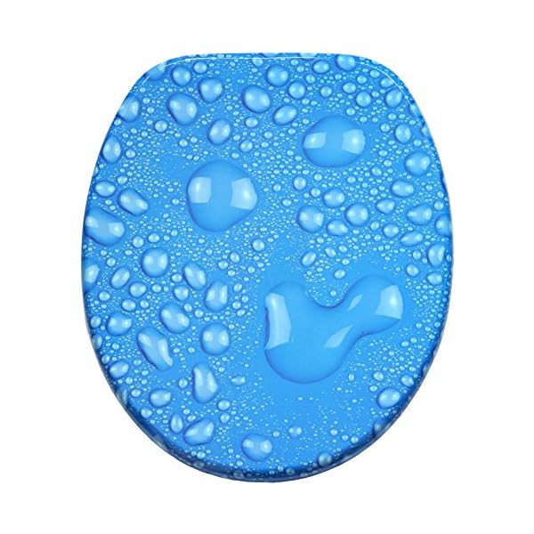 WC-Sitz Wassertropfen blau mit Regentropfen Vorderansicht WC-Sitz Wassertropfen blau mit Regentropfen Vorderansicht