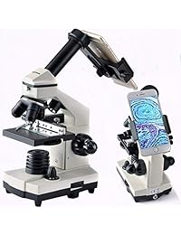 Microscopio compuesto 20X 1280X, Microscopio monocular profesional de compuesto biológico, 20X 1280X de gran alcance, control coaxial de enfoque grueso y fino con adaptador de digitalización