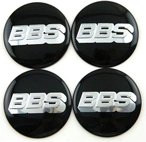 4 x BBS 56mm Aluminium Centre Cap Overlays/Stickers - Black & Silver