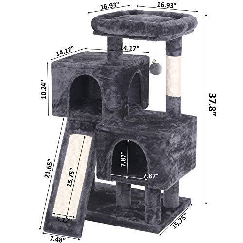 BEWISHOME Cat Tree Condo with Sisal Scratching Posts, Scratching Board