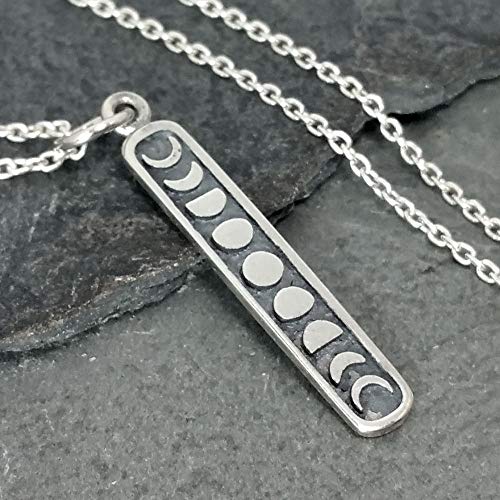 Sterling Silver Moon Phase Charm Necklace, 18"