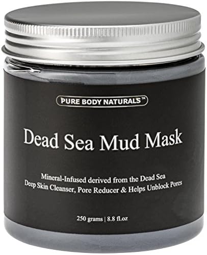 Pure Body Naturals Dead Sea Mud Mask for Face and Body, Purifying Face Mask for Acne, Blackheads, and Oily Skin, 8.8 Ounce