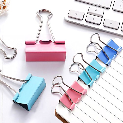 230 Pack Binder Clips, Paper Clips, Rubber Bands, Push Pins - 19mm 25mm 32mm Paper Clamps Paper Binder Clips Metal Fold Back Clips with Box Assorted Colors - Thumbnail 3