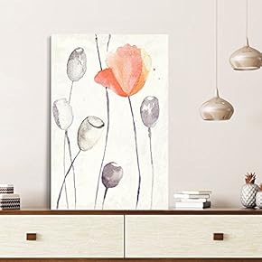Canvas Wall Art - Watercolor Style Poppy Flower and Poppy Pods - Giclee Print Gallery Wrap Modern Home Art Ready to Hang - 12x18 inches