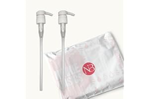 NIXXIE BASICS NixxieBasics Universal Pump Dispenser for Bottle 1L (33.8 OZ) - Fits Most Shampoo, Conditioner, Lotion, etc.. 12oz to 33.8oz with 28/410 Neck Size with Free Ziplock Travel Pouch (White - Pack of 2)