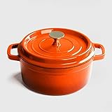 JAHH Enameled Dutch Oven Quart Pre-Seasoned Pot with Lid, Non-Stick Slow Cook Self-Basting Cookware, Round Casserole Dish (Co
