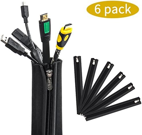 Cable Management Sleeve - DIY Home Cord Management System for TV / Computer / Home Entertainment,Made From Premium Quality Flexible Neoprene(18" Long×1.77" Wide)