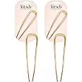 Kitsch Metal French Hair Pins for Women - Gold French Pins for Thick Hair, U Shaped Hair Pins, Metal Hair Pin for All Hair Types, Hair Sticks for Buns, French Twist Hair Pin, Hair Fork - 2pc Gold