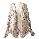 Partiss Women Batwing Cable-knit Plus Size Cardigan Medium,Beige
