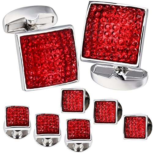HAWSON Gentlemen's Cufflink for Men with 4/6 pcs Shirt Studs Set, Cuff Links with Tuxedo Shirt Studs for Weddling, Party