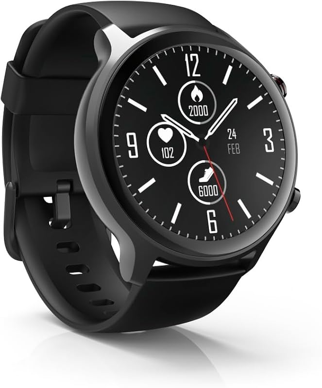 - Reloj Inteligente con GPS (Smartwatch Resistente al Agua, función Despertador, hasta 14 Deportes Diferentes, podómetro, frecuencia Cardiaca, Reloj Deportivo) Negro