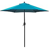 Sunnyglade 7.5' Patio Umbrella Outdoor Table Market Umbrella with Push Button Tilt/Crank, 6 Ribs (Teal Blue)