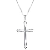 Rnivida 925 Sterling Silver Cross Pendant Necklace, Simple Cross Jewelry Gift for Women