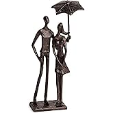 Danya B Loving Couple Under Umbrella Bronze Sculpture - Modern and Elegant Design – Metal Art - Contemporary Home and Office Décor – Modern Tabletop Décor