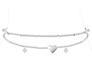 Poxtex Sterling Silver Anklet Bracelets for Women Waterproof, 925 Sliver Plated CZ & Heart Charm Dainty Layer Anklets for Women Trendy, Simple Chain Anklets Set Gifts for Women, Mother Day Jewelry Gifts for Her Women Mom Wife Girlfriend