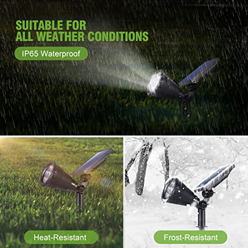 Solar Spotlights Outdoor,[Waterproof/ Auto On/Off] GreLeed Wireless Solar Powered Landscape Spotlights, Solar Wall Light, 2 Modes Outdoor Solar Garden Lights for Yard Porch Garden (Cold White)