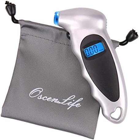 Tire Pressure Gauge Digital 0-150 PSI with Lighted Nozzle and LCD Display,Non-Slip Handle for Men or Women use for Cars Trucks Motocycles Bicyles(Silver)