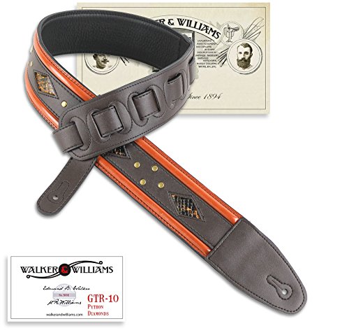 Walker & Williams GTR-10 Dark Brown with Python Diamond Inserts & Brass Rivets - Thumbnail 7