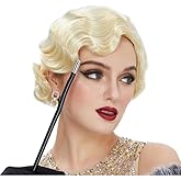 Siudus Blonde Finger Wave Wigs for Women 1920s Short Curly Hair Wig Synthetic Fibre Cosplay Costume Halloween Party Wig