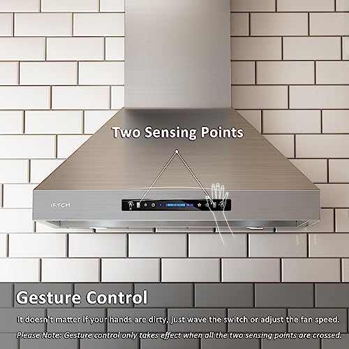 IKTCH 36inch Wall Mount Range Hood 900 CFM Ducted/Ductless Convertible