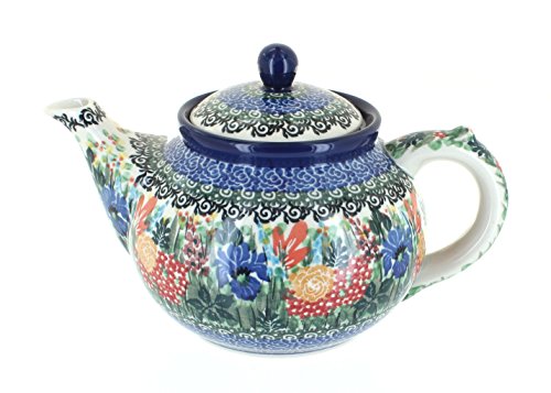 Blue Rose Polish Pottery Summer Blooms Medium Teapot