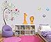 DEKOSH Kids Jungle Theme Peel and Stick Wall Decal, Colorful Owl Giraffe Lion Tree Decorative Unisex Sticker for Children Bedroom, Nursery, Playroom Mural